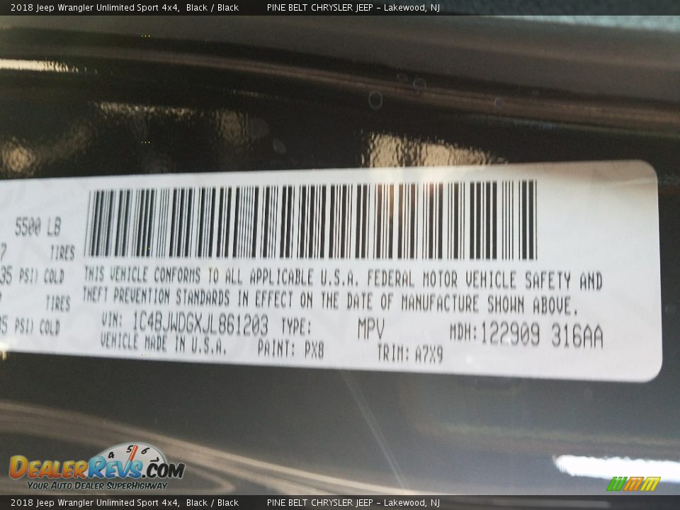 2018 Jeep Wrangler Unlimited Sport 4x4 Black / Black Photo #8