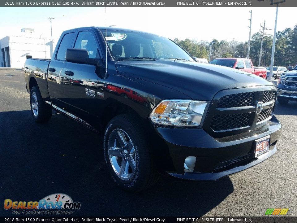 2018 Ram 1500 Express Quad Cab 4x4 Brilliant Black Crystal Pearl / Black/Diesel Gray Photo #1