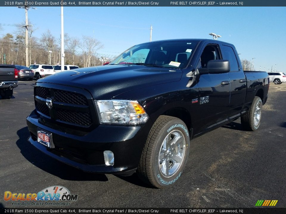 2018 Ram 1500 Express Quad Cab 4x4 Brilliant Black Crystal Pearl / Black/Diesel Gray Photo #2