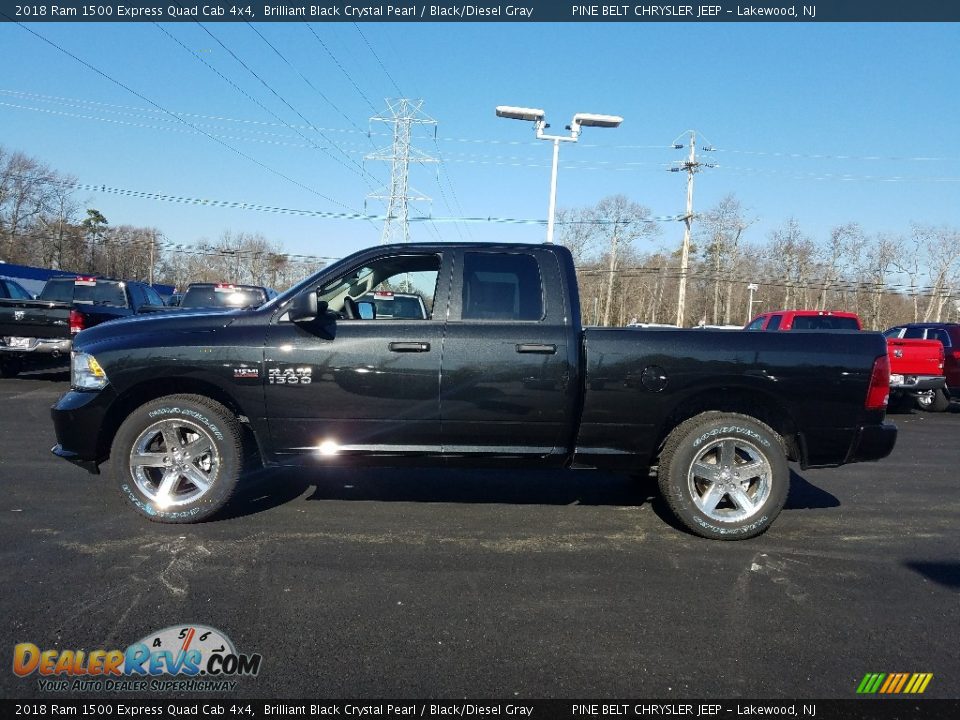 2018 Ram 1500 Express Quad Cab 4x4 Brilliant Black Crystal Pearl / Black/Diesel Gray Photo #3