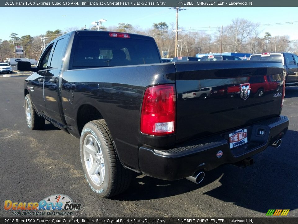 2018 Ram 1500 Express Quad Cab 4x4 Brilliant Black Crystal Pearl / Black/Diesel Gray Photo #4