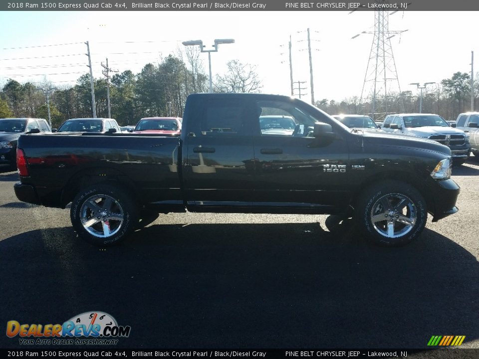 2018 Ram 1500 Express Quad Cab 4x4 Brilliant Black Crystal Pearl / Black/Diesel Gray Photo #6