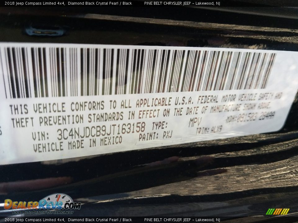 2018 Jeep Compass Limited 4x4 Diamond Black Crystal Pearl / Black Photo #8