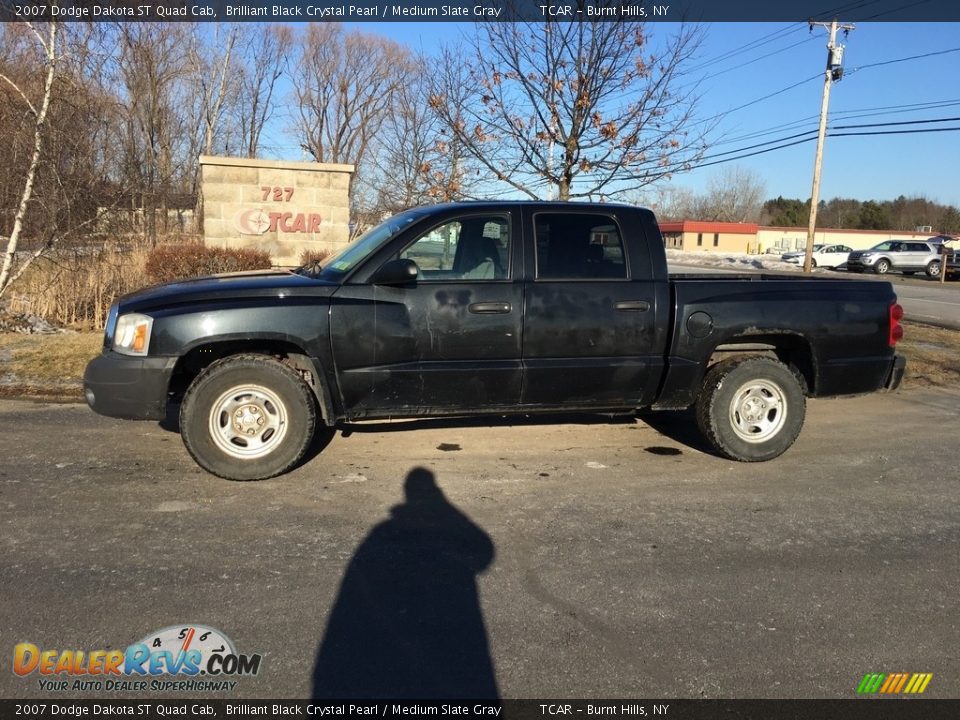 2007 Dodge Dakota ST Quad Cab Brilliant Black Crystal Pearl / Medium Slate Gray Photo #1