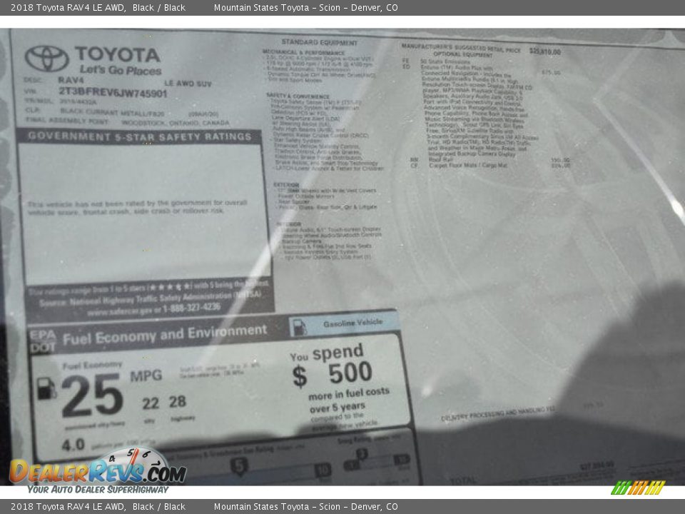 2018 Toyota RAV4 LE AWD Black / Black Photo #10
