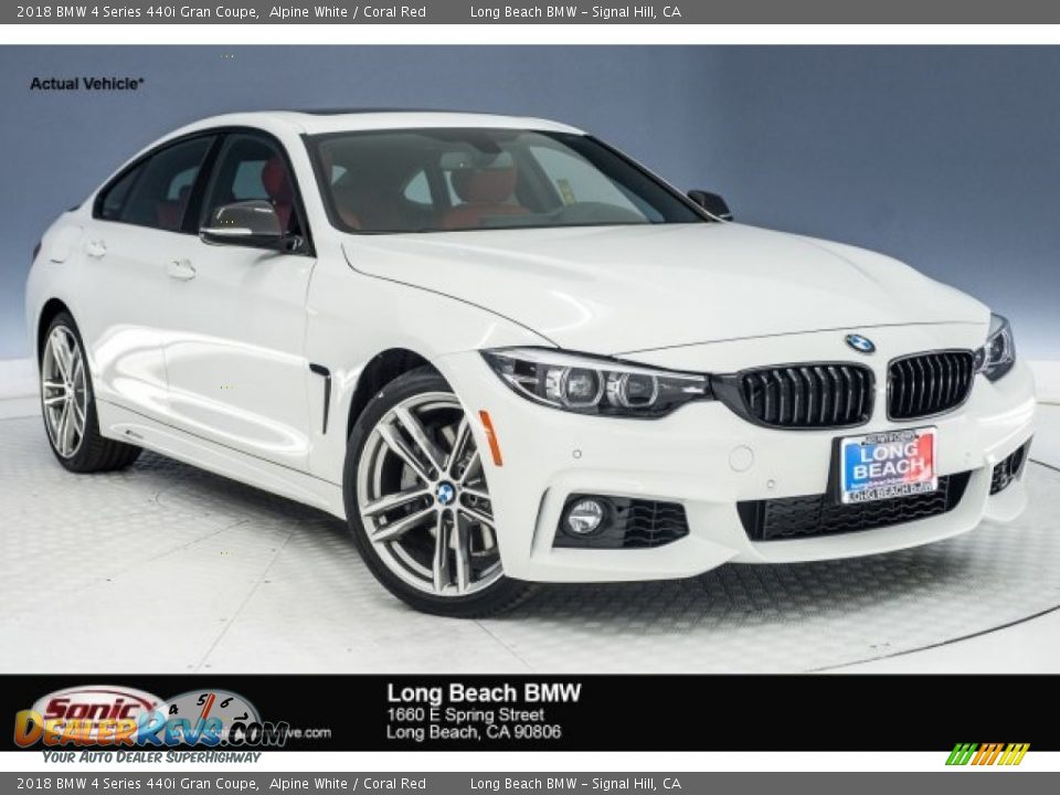 2018 BMW 4 Series 440i Gran Coupe Alpine White / Coral Red Photo #1