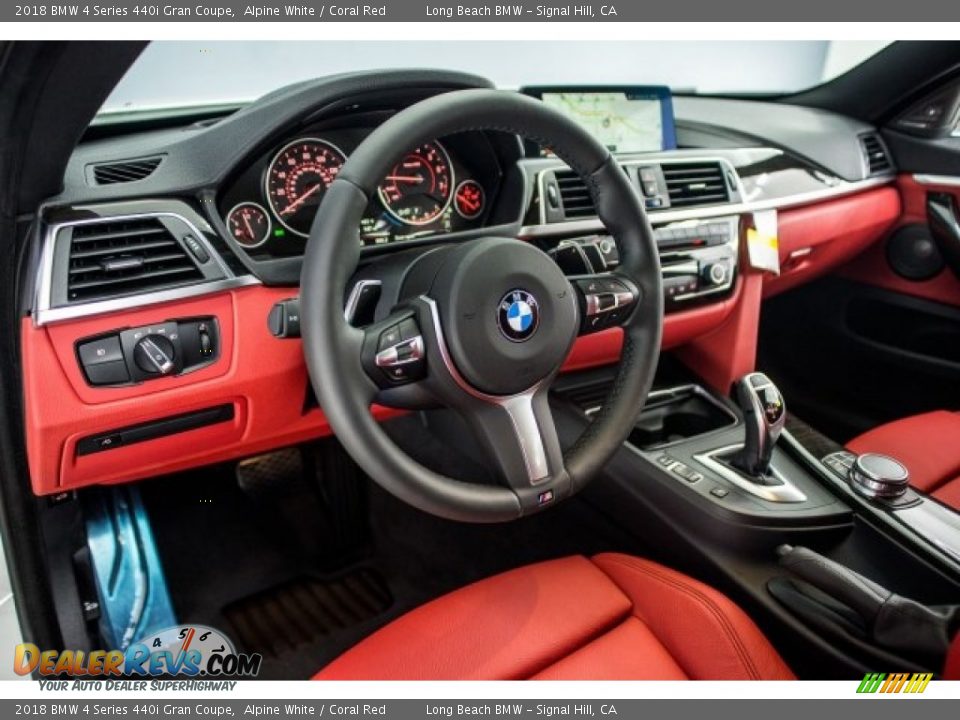 2018 BMW 4 Series 440i Gran Coupe Alpine White / Coral Red Photo #6