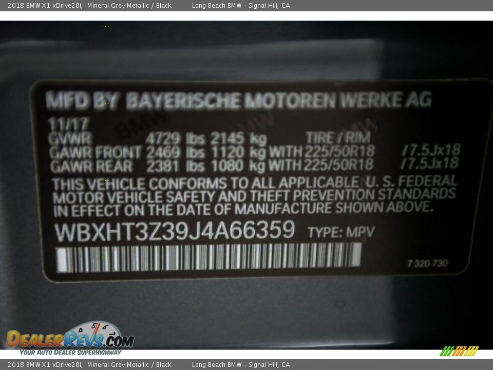 2018 BMW X1 xDrive28i Mineral Grey Metallic / Black Photo #12