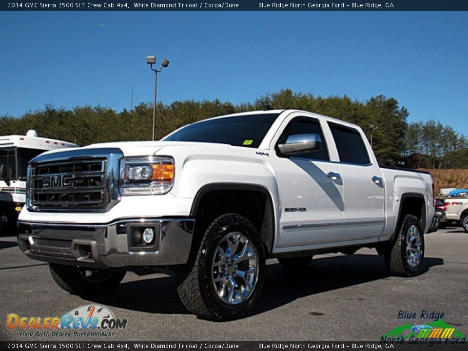 2014 GMC Sierra 1500 SLT Crew Cab 4x4 White Diamond Tricoat / Cocoa/Dune Photo #1
