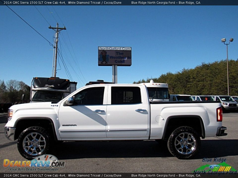 2014 GMC Sierra 1500 SLT Crew Cab 4x4 White Diamond Tricoat / Cocoa/Dune Photo #2