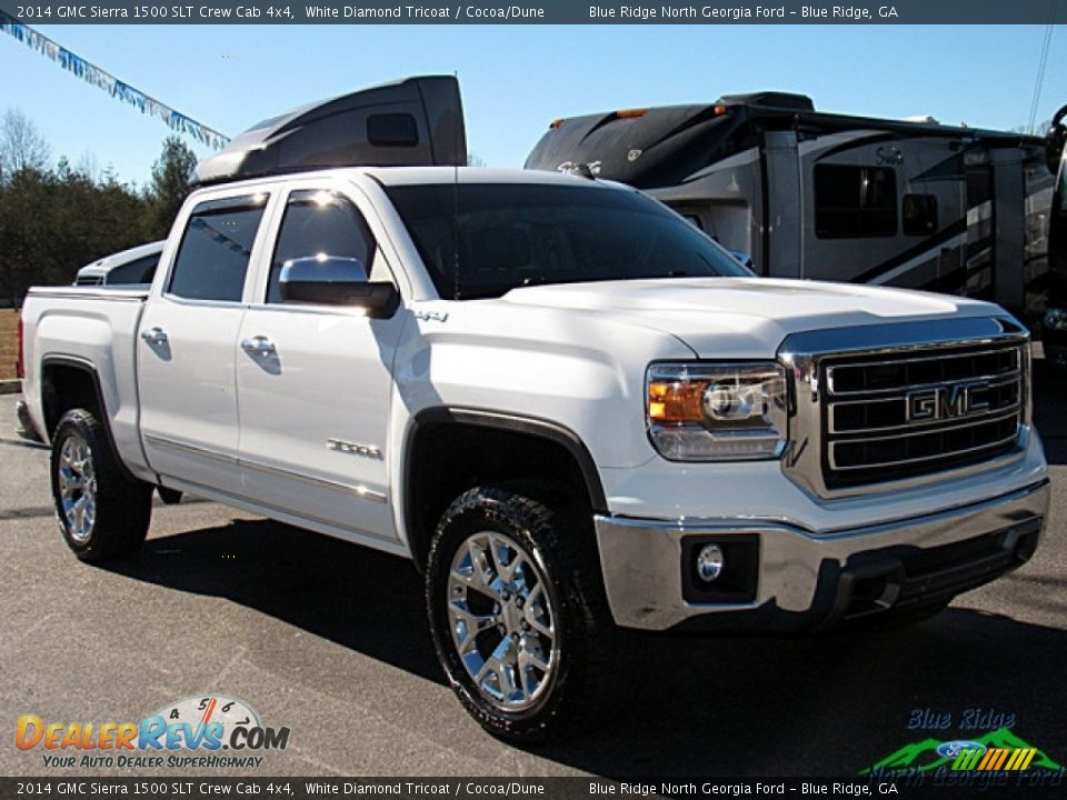 2014 GMC Sierra 1500 SLT Crew Cab 4x4 White Diamond Tricoat / Cocoa/Dune Photo #7