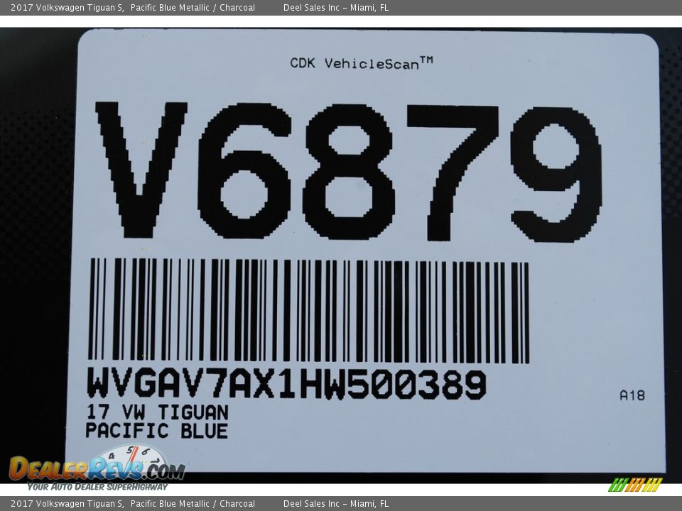 2017 Volkswagen Tiguan S Pacific Blue Metallic / Charcoal Photo #20