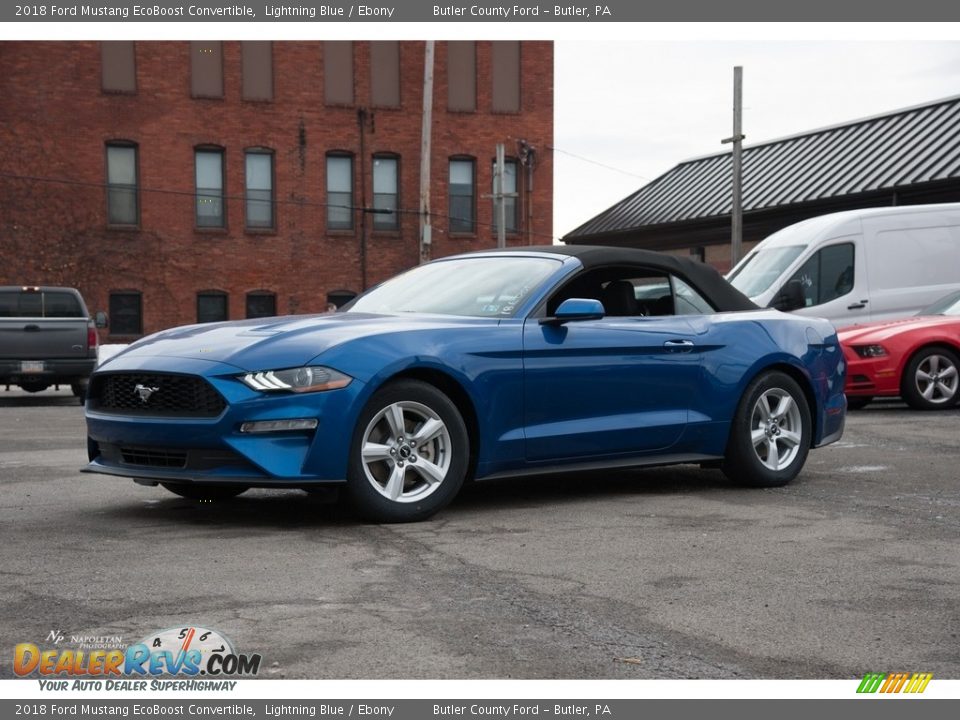 2018 Ford Mustang EcoBoost Convertible Lightning Blue / Ebony Photo #1