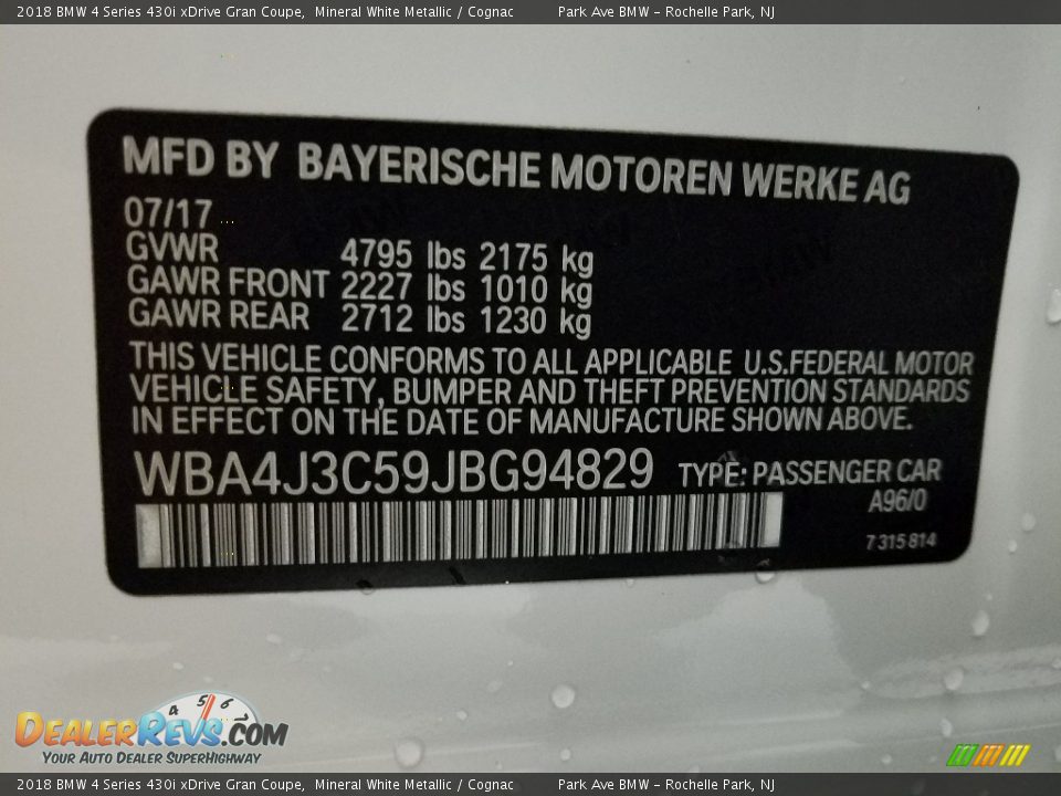 2018 BMW 4 Series 430i xDrive Gran Coupe Mineral White Metallic / Cognac Photo #28