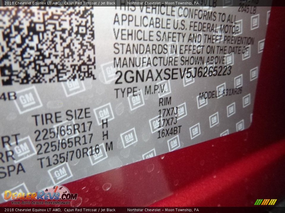 2018 Chevrolet Equinox LT AWD Cajun Red Tintcoat / Jet Black Photo #17