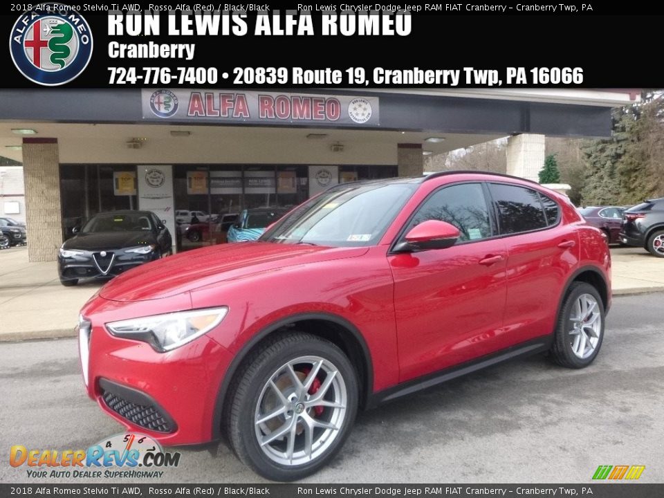 2018 Alfa Romeo Stelvio Ti AWD Rosso Alfa (Red) / Black/Black Photo #1