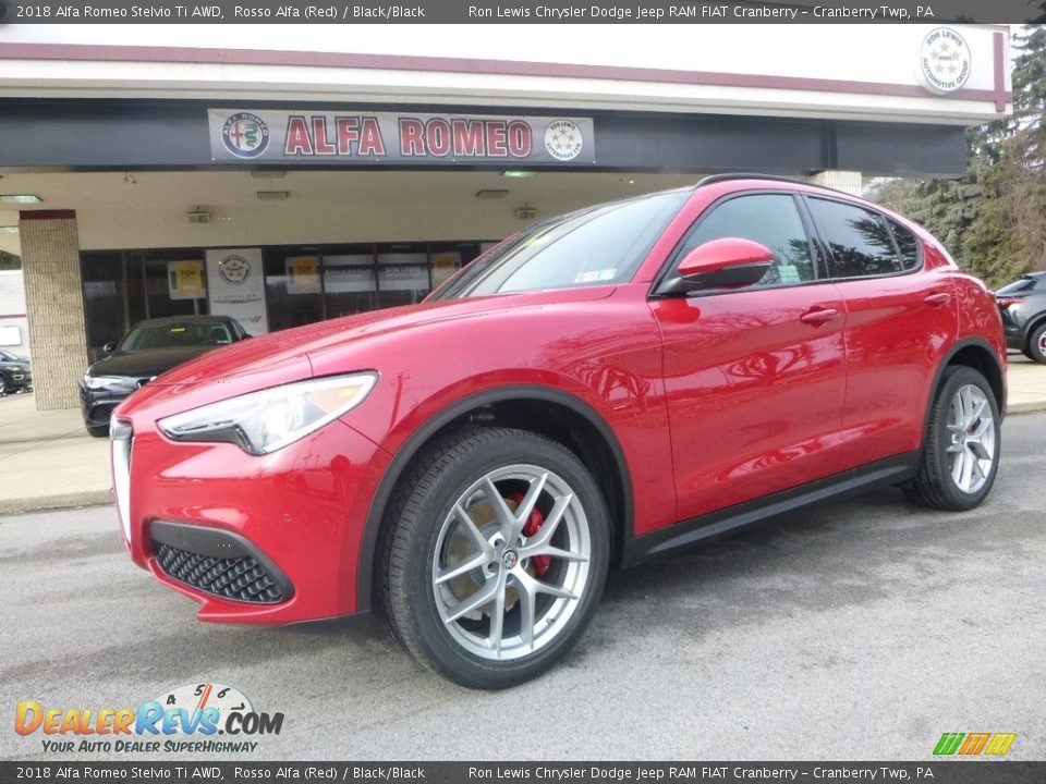 2018 Alfa Romeo Stelvio Ti AWD Rosso Alfa (Red) / Black/Black Photo #2