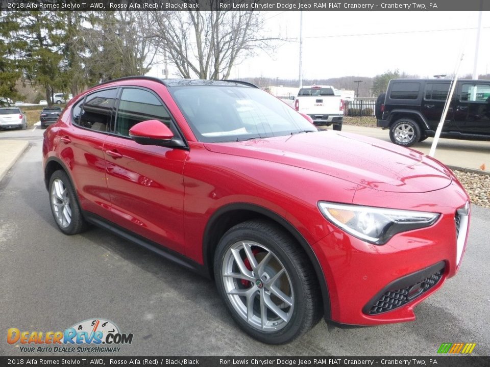 2018 Alfa Romeo Stelvio Ti AWD Rosso Alfa (Red) / Black/Black Photo #10