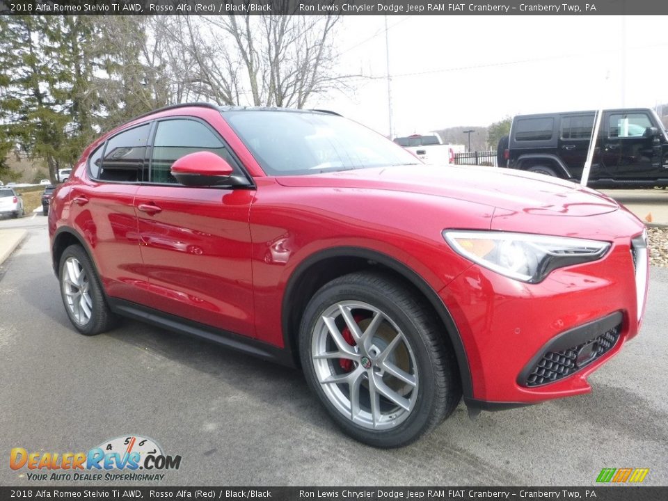 2018 Alfa Romeo Stelvio Ti AWD Rosso Alfa (Red) / Black/Black Photo #11