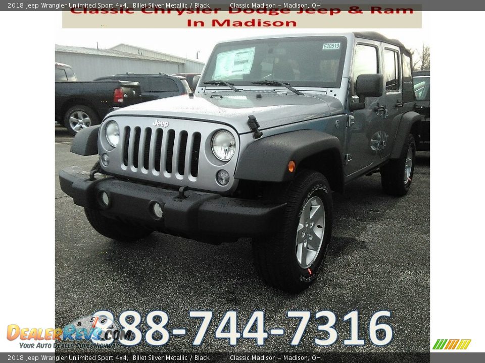 2018 Jeep Wrangler Unlimited Sport 4x4 Billet Silver Metallic / Black Photo #1