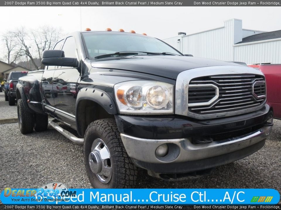 2007 Dodge Ram 3500 Big Horn Quad Cab 4x4 Dually Brilliant Black Crystal Pearl / Medium Slate Gray Photo #1