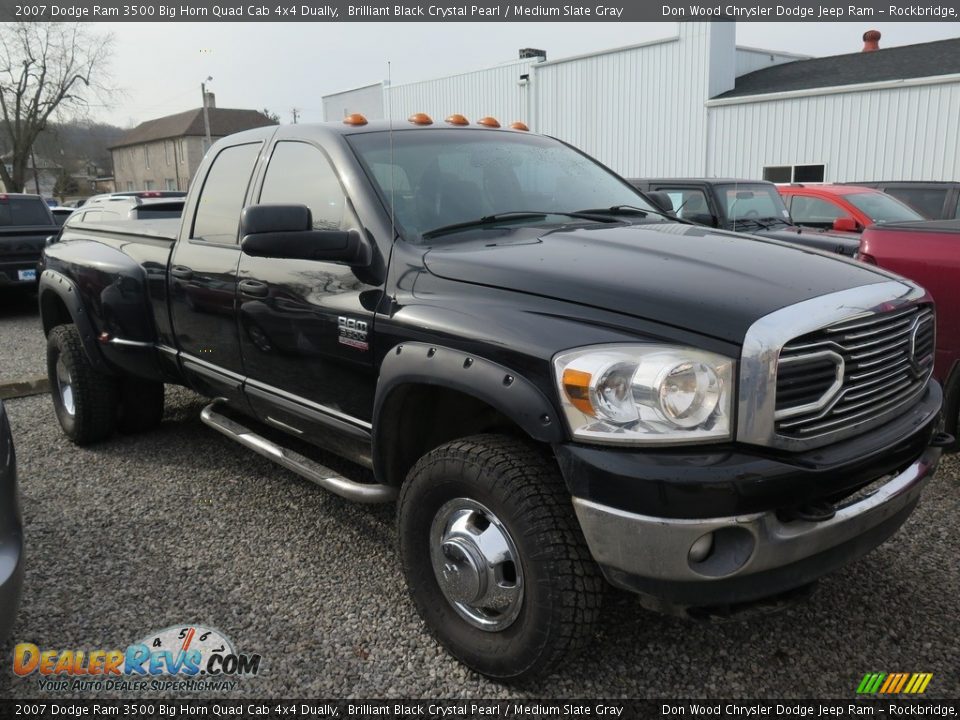 2007 Dodge Ram 3500 Big Horn Quad Cab 4x4 Dually Brilliant Black Crystal Pearl / Medium Slate Gray Photo #3
