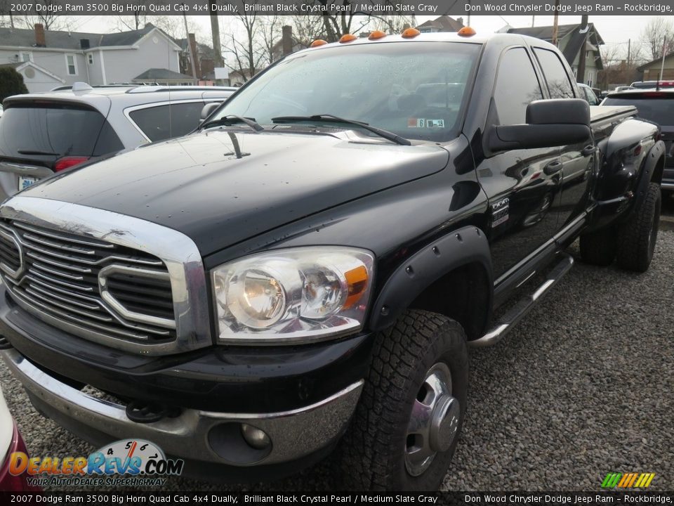 2007 Dodge Ram 3500 Big Horn Quad Cab 4x4 Dually Brilliant Black Crystal Pearl / Medium Slate Gray Photo #4