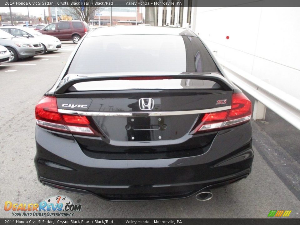 2014 Honda Civic Si Sedan Crystal Black Pearl / Black/Red Photo #4