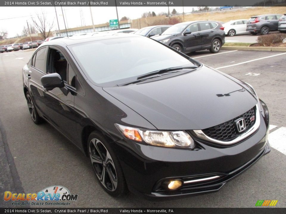 2014 Honda Civic Si Sedan Crystal Black Pearl / Black/Red Photo #8
