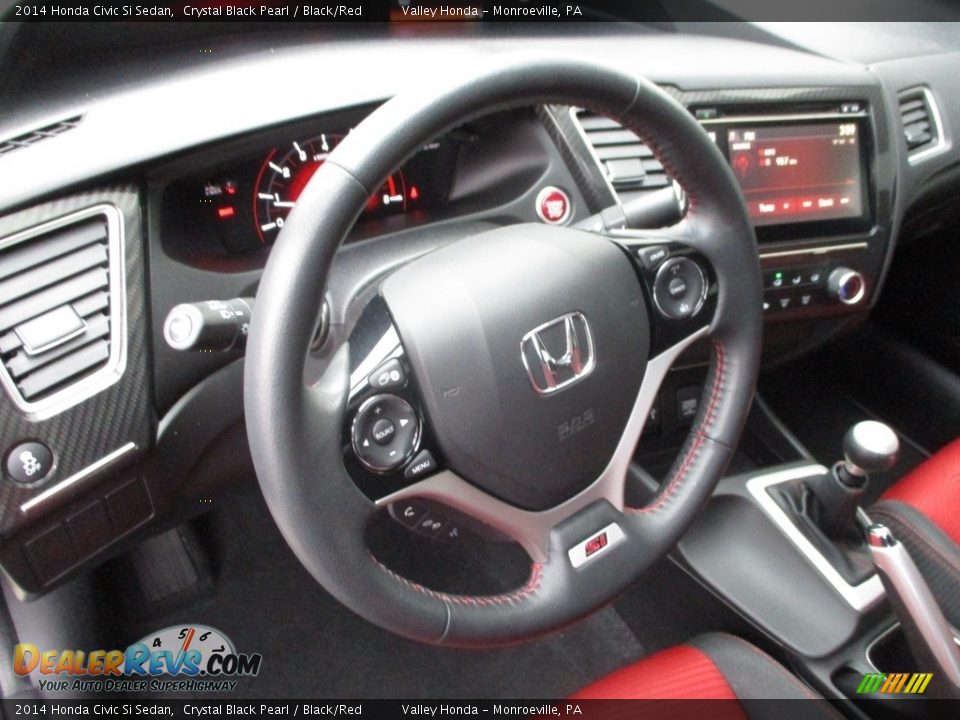 2014 Honda Civic Si Sedan Crystal Black Pearl / Black/Red Photo #15