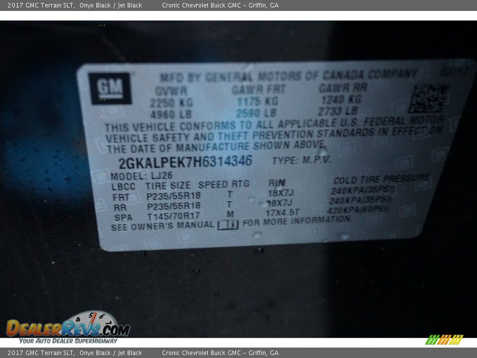 2017 GMC Terrain SLT Onyx Black / Jet Black Photo #14