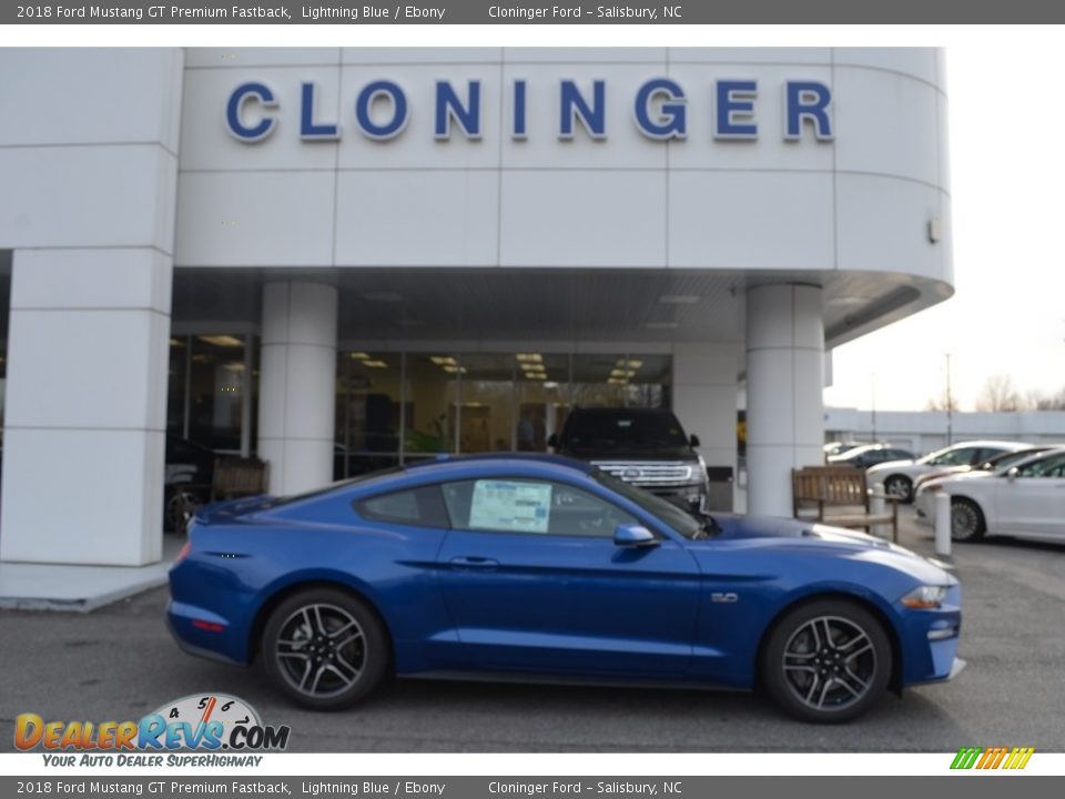 2018 Ford Mustang GT Premium Fastback Lightning Blue / Ebony Photo #2