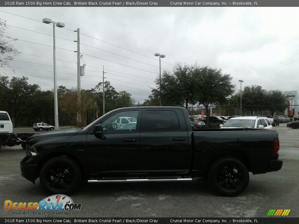 2018 Ram 1500 Big Horn Crew Cab Brilliant Black Crystal Pearl / Black/Diesel Gray Photo #2