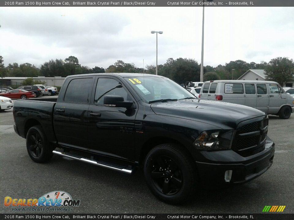 2018 Ram 1500 Big Horn Crew Cab Brilliant Black Crystal Pearl / Black/Diesel Gray Photo #7