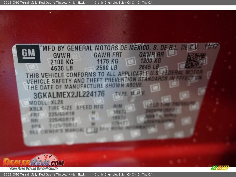 2018 GMC Terrain SLE Red Quartz Tintcoat / ­Jet Black Photo #15