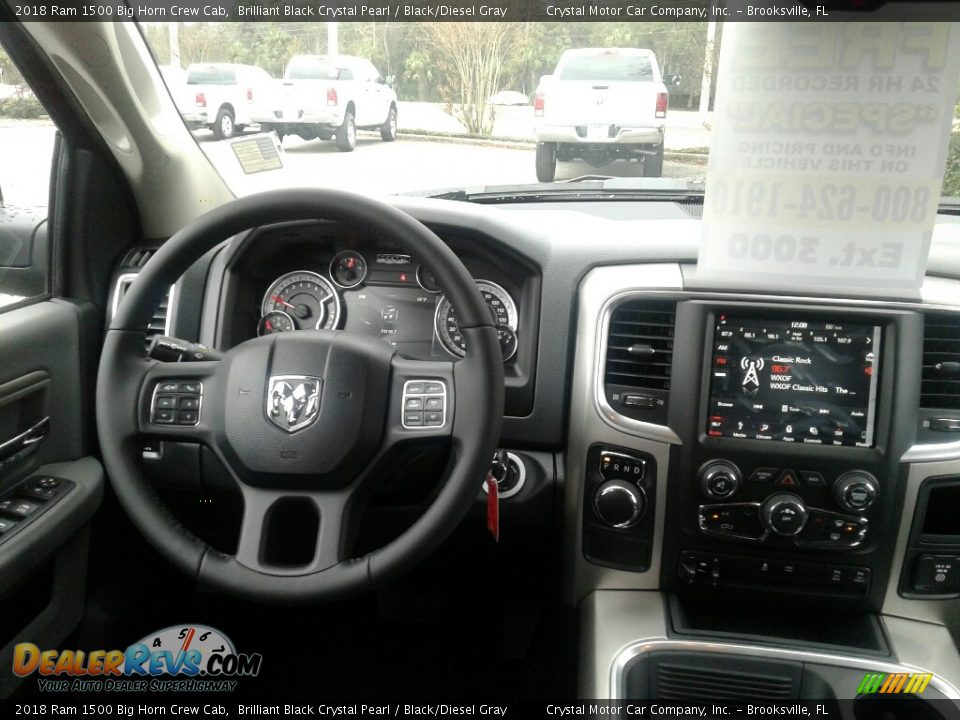2018 Ram 1500 Big Horn Crew Cab Brilliant Black Crystal Pearl / Black/Diesel Gray Photo #13
