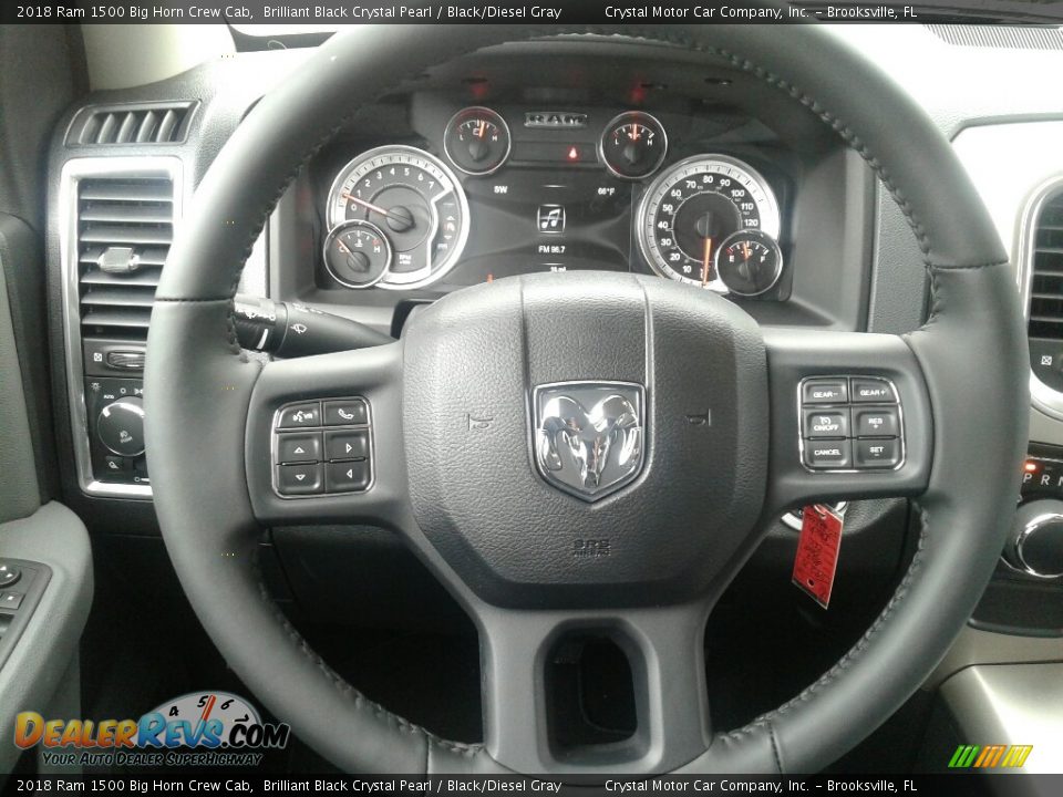 2018 Ram 1500 Big Horn Crew Cab Brilliant Black Crystal Pearl / Black/Diesel Gray Photo #14
