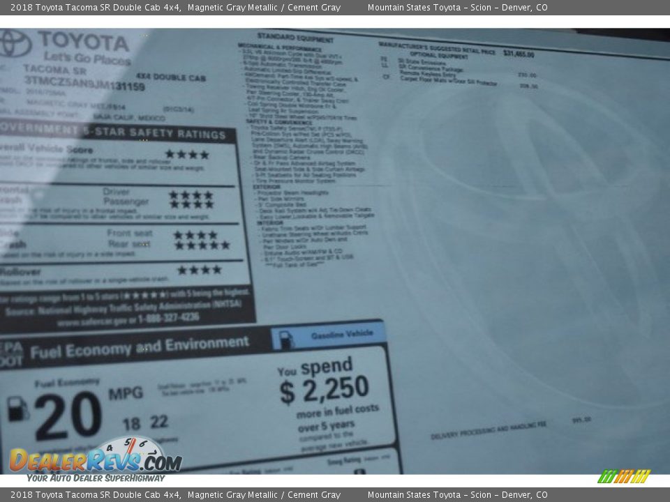 2018 Toyota Tacoma SR Double Cab 4x4 Magnetic Gray Metallic / Cement Gray Photo #10