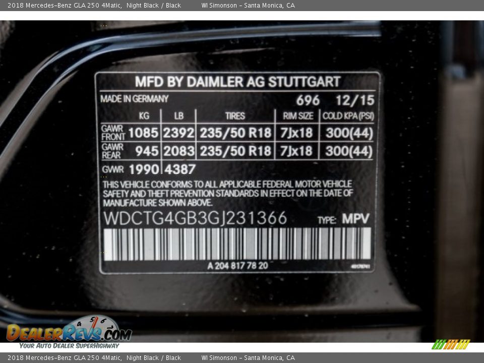 2018 Mercedes-Benz GLA 250 4Matic Night Black / Black Photo #9