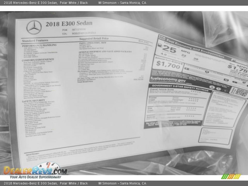 2018 Mercedes-Benz E 300 Sedan Polar White / Black Photo #11