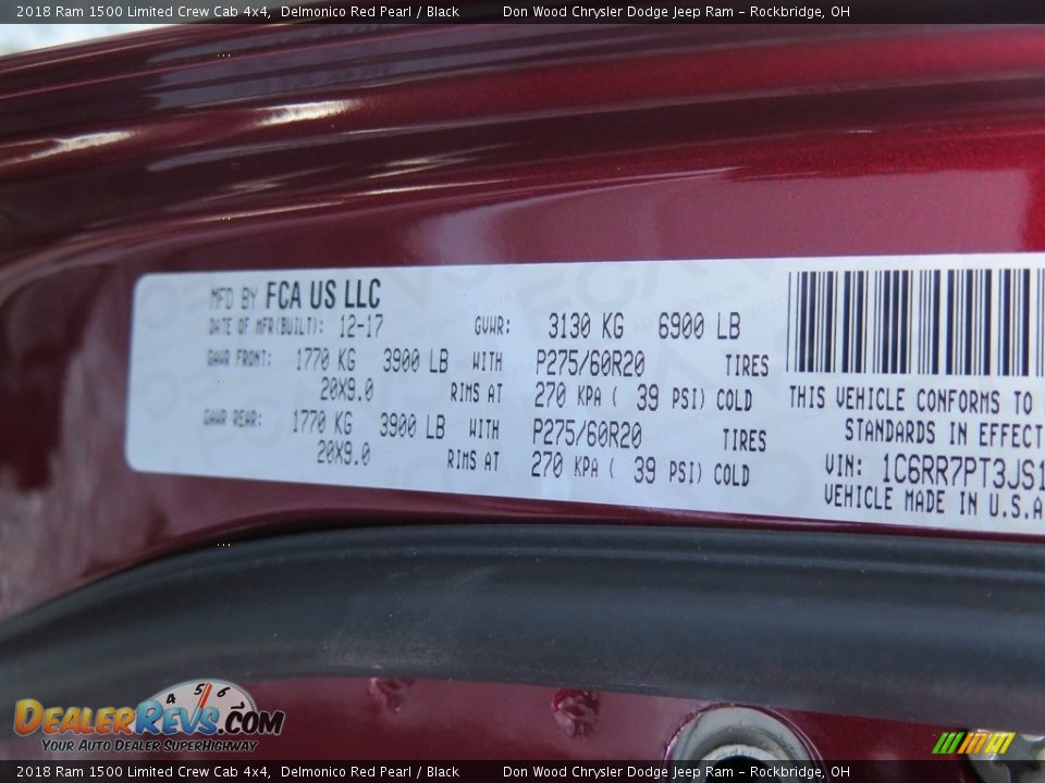 2018 Ram 1500 Limited Crew Cab 4x4 Delmonico Red Pearl / Black Photo #26