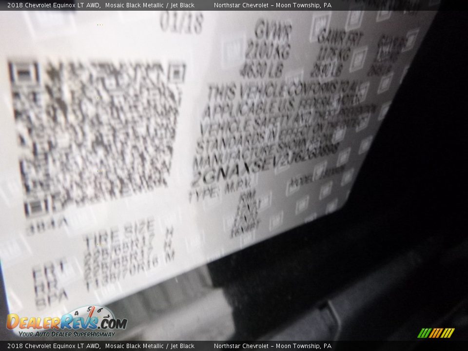 2018 Chevrolet Equinox LT AWD Mosaic Black Metallic / Jet Black Photo #15