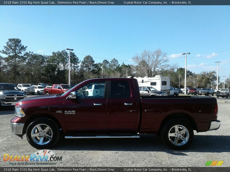 2018 Ram 1500 Big Horn Quad Cab Delmonico Red Pearl / Black/Diesel Gray Photo #2