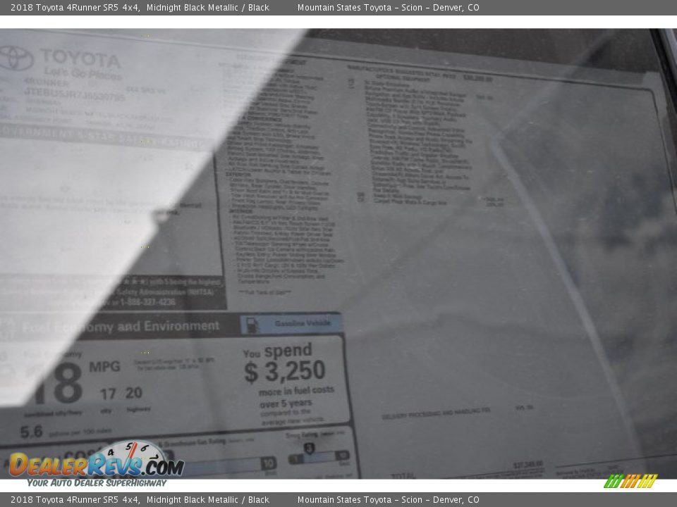 2018 Toyota 4Runner SR5 4x4 Midnight Black Metallic / Black Photo #10
