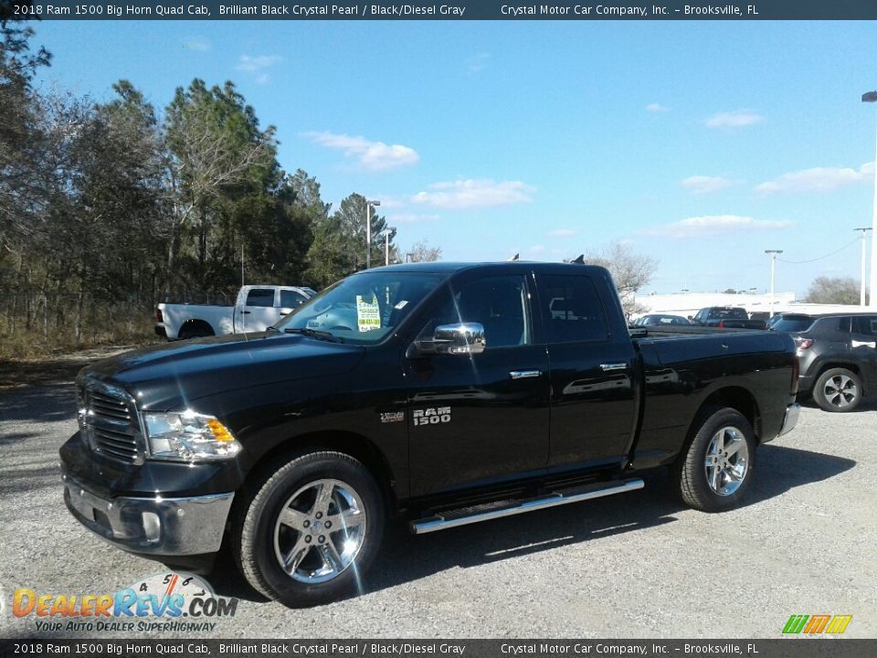 2018 Ram 1500 Big Horn Quad Cab Brilliant Black Crystal Pearl / Black/Diesel Gray Photo #1