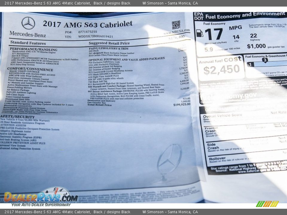 2017 Mercedes-Benz S 63 AMG 4Matic Cabriolet Black / designo Black Photo #10