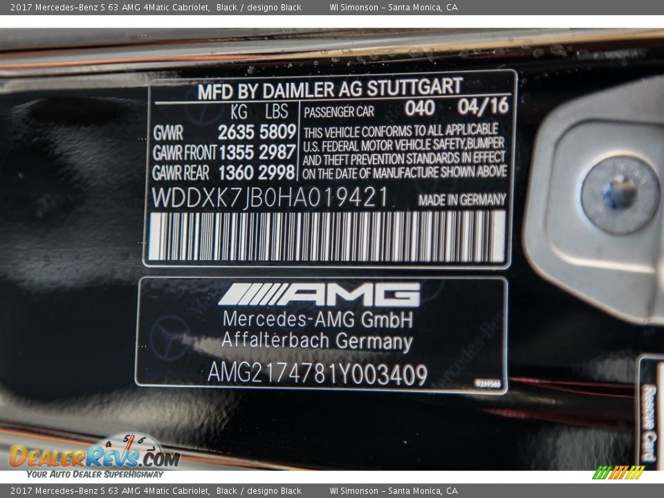 2017 Mercedes-Benz S 63 AMG 4Matic Cabriolet Black / designo Black Photo #11