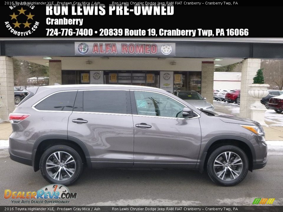 2016 Toyota Highlander XLE Predawn Gray Mica / Ash Photo #1