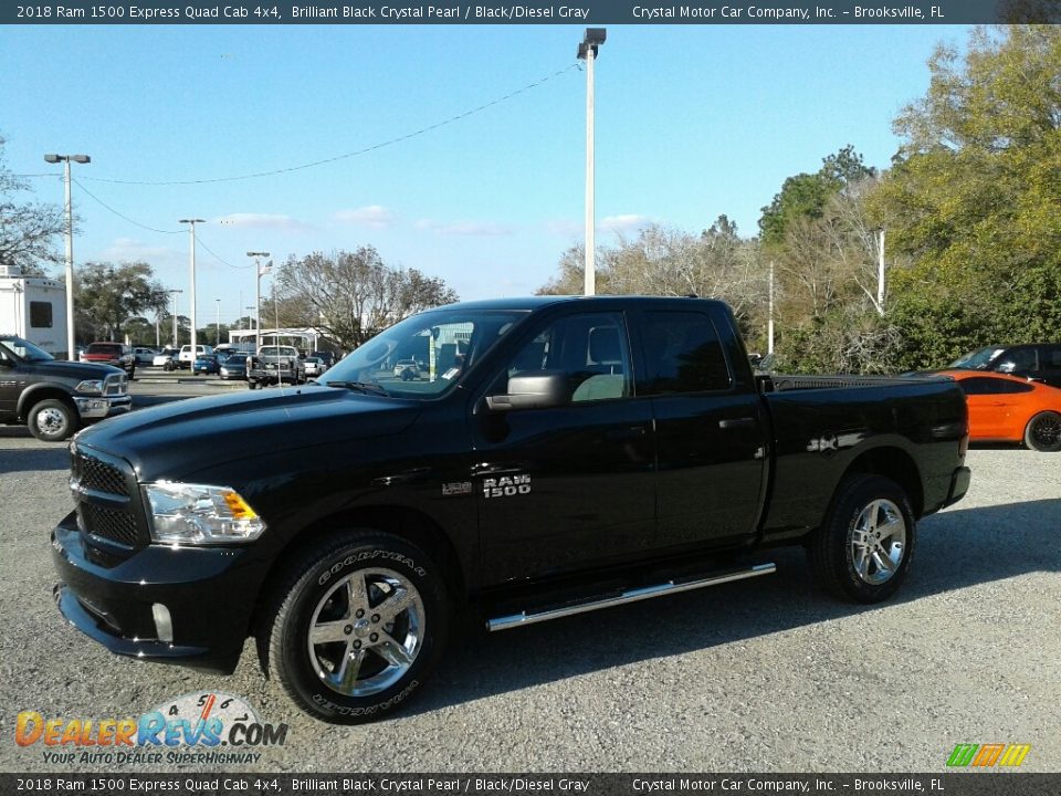 2018 Ram 1500 Express Quad Cab 4x4 Brilliant Black Crystal Pearl / Black/Diesel Gray Photo #1