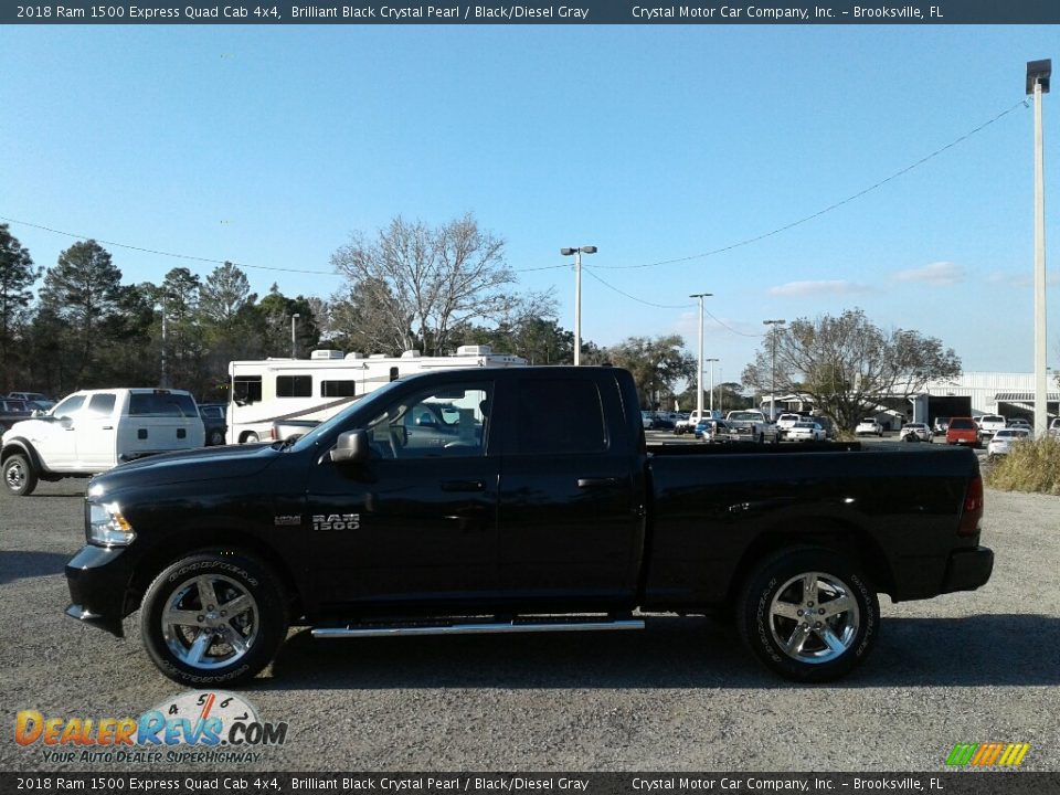 2018 Ram 1500 Express Quad Cab 4x4 Brilliant Black Crystal Pearl / Black/Diesel Gray Photo #2